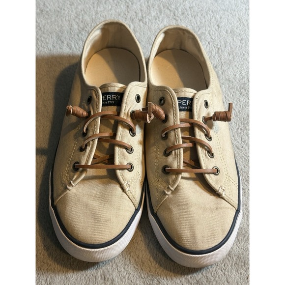 Sperry Shoes - Sperry Crest Vibe Women Oatmeal Beige Canvas Slip On Sneakers STS81137‎